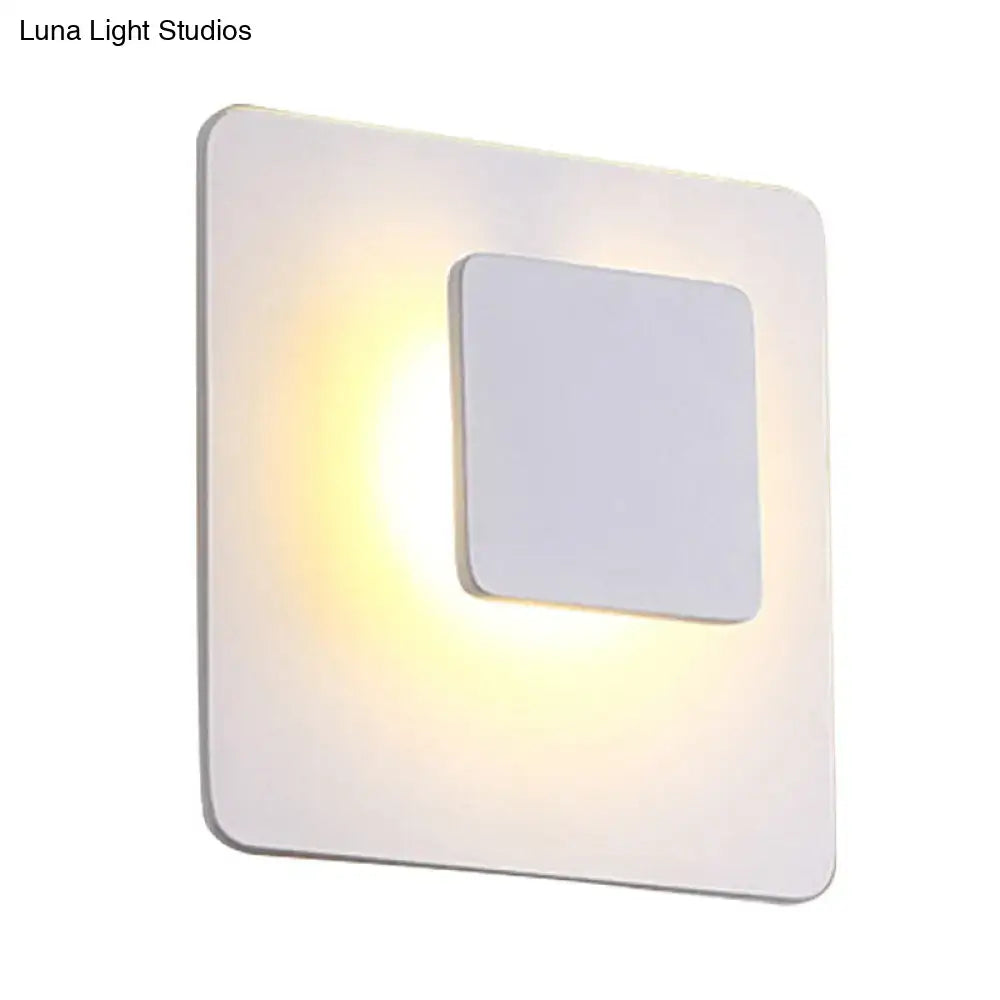Minimalist white square led sconce lighting with white warm light and soft glow for bedroom sconce lighting