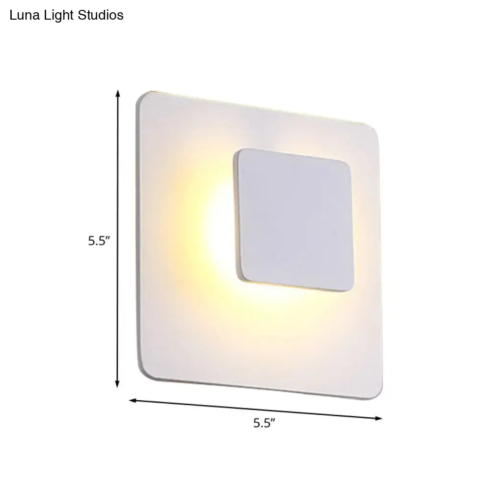 Minimalist white square led sconce lighting with white warm light for bedroom featuring soft warm yellow illumination