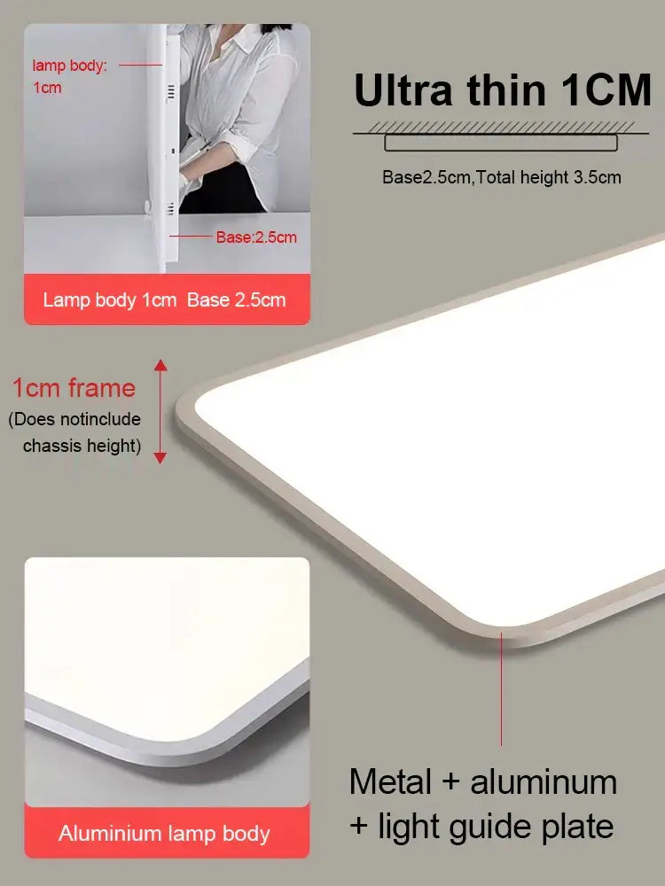 Minimalist white ultra thin 1cm led ceiling light with aluminum frame for modern interiors by decorbites led ceiling