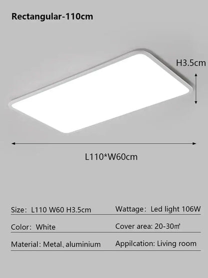 Minimalist white ultra thin led ceiling light with metal and aluminum frame for modern living room decorbites led ceiling