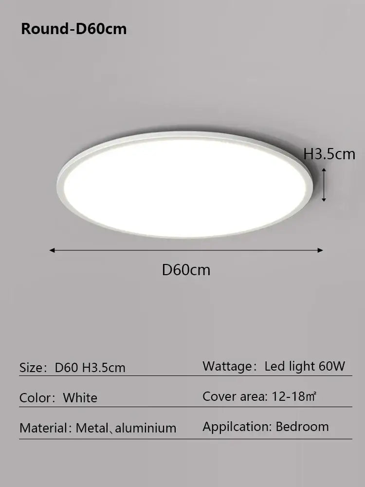 Minimalist white ultra thin led ceiling light with metal and aluminum construction for bedroom decorbites led ceiling use