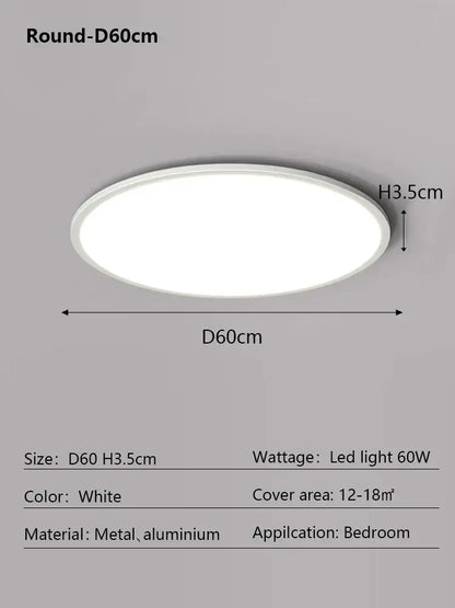 Minimalist white ultra thin led ceiling light with metal and aluminum construction for bedroom decorbites led ceiling use