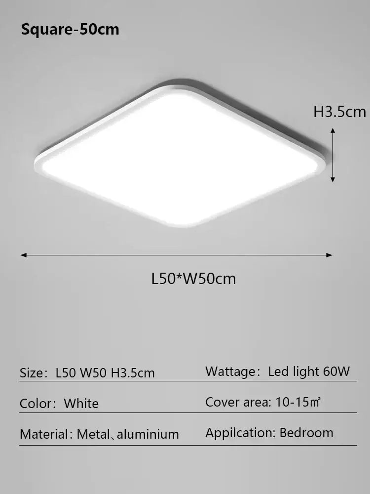 Minimalist white ultra thin ceiling light with metal and aluminum frame for modern bedroom decorbites led ceiling lighting