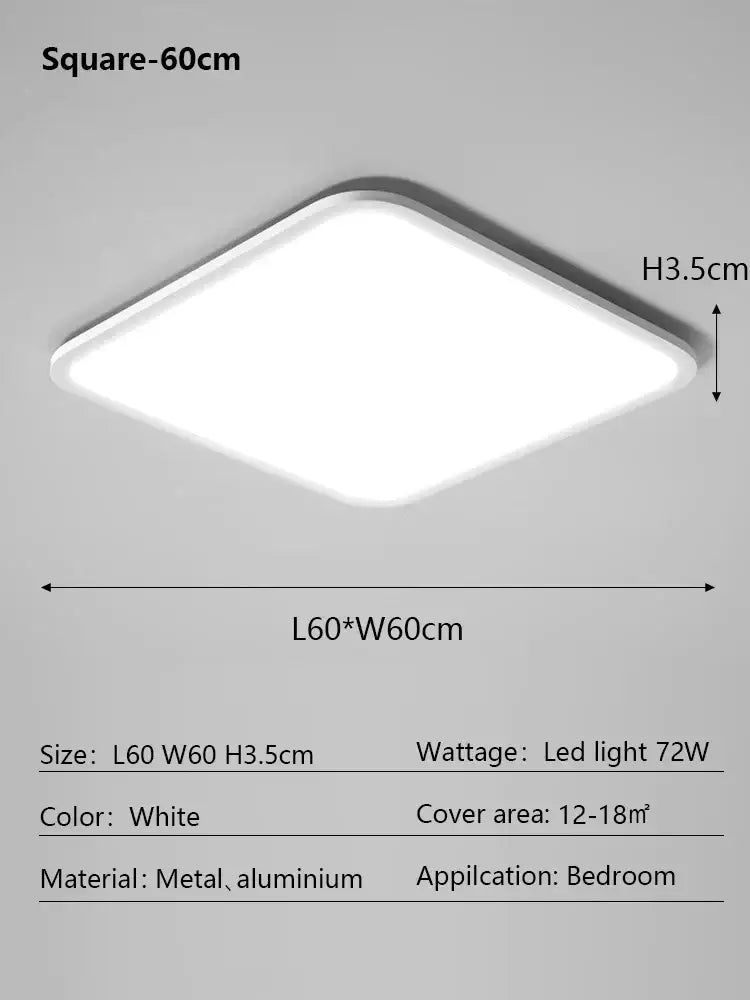 Minimalist white ultra thin led ceiling light with metal aluminum frame 60cm x 60cm for living room decorbites ceiling light