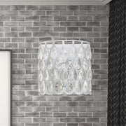 Minimalist white wall lamp featuring clear crystal teardrop pendants for elegant bedroom lighting
