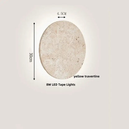 Minimalist circular yellow travertine decorbites canopy led wall sconce with 8w led tape lights for bedroom decor