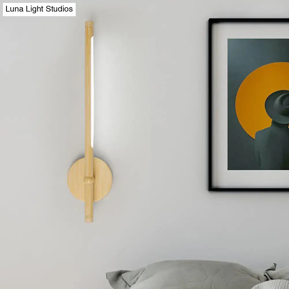 Minimalist yellow bamboo wall mounted sconce with warm white natural light for bedroom white natural lighting