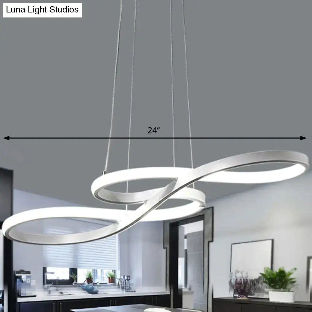 DecorBites™ minimalistic led ceiling light with white acrylic infinity-loop rings and thin metallic suspension cords