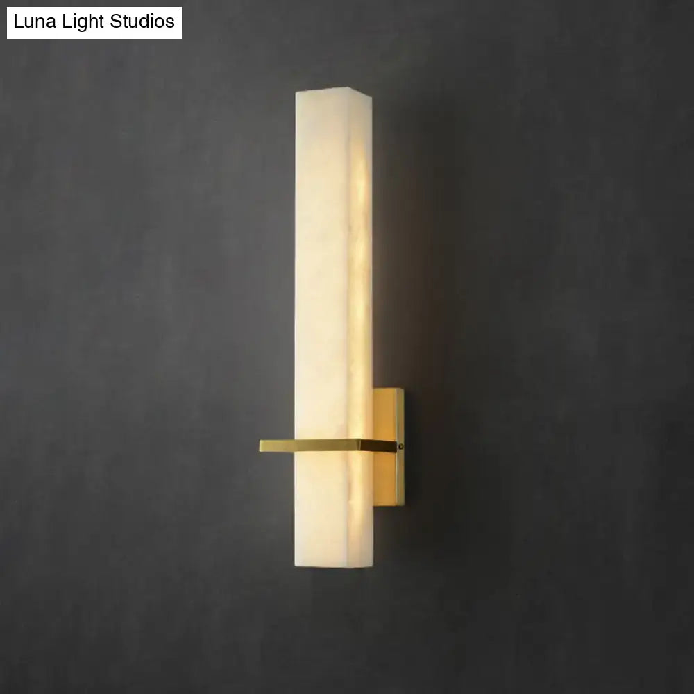 Modern rectangular wall sconce with frosted opal glass and brushed brass for minimalistic marble wall light 110v-120v