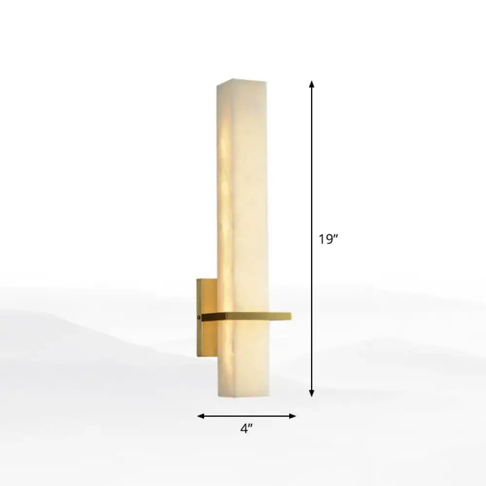 Minimalistic marble wall sconce with amber glass shade and brushed brass hardware 110v-120v bedroom light