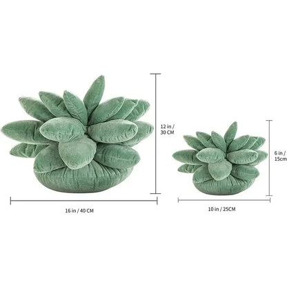 Soft plush mint green succulent cactus pillow in two sizes perfect for living room decor and comfort