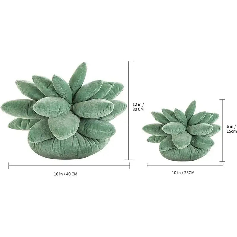 Soft plush mint green succulent cactus pillow in two sizes perfect for living room decor and comfort
