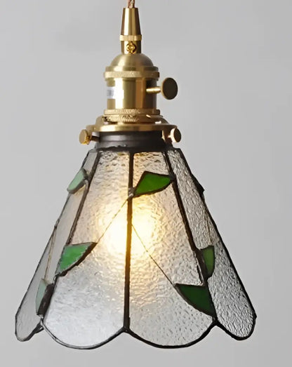 Vintage-style wall lamp sconce with brass finish and frosted mint green leaf-patterned fluted glass led wall lamp