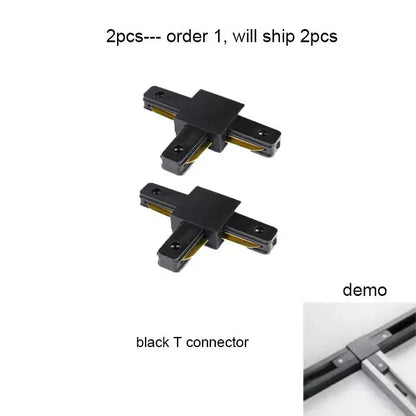 Black t-shaped track lighting connector with gold-colored internal rails for decorbites 100cm black white track lighting