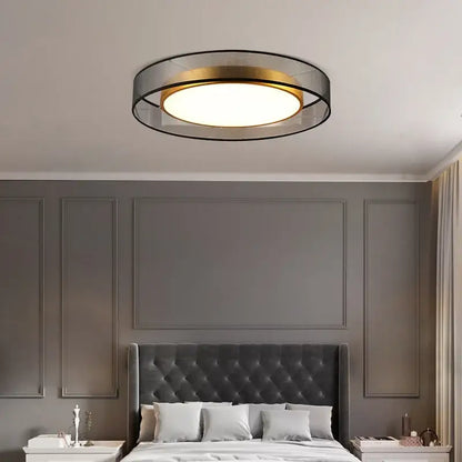 Modern 16w copper ceiling light with gold-toned center and black mesh outer ring for living room lighting