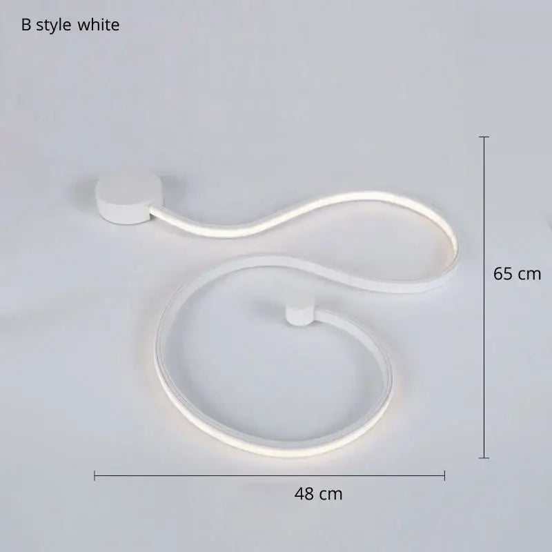 White led wall lamp with sleek curved decorbites iron body for modern bedroom sconce lighting decor