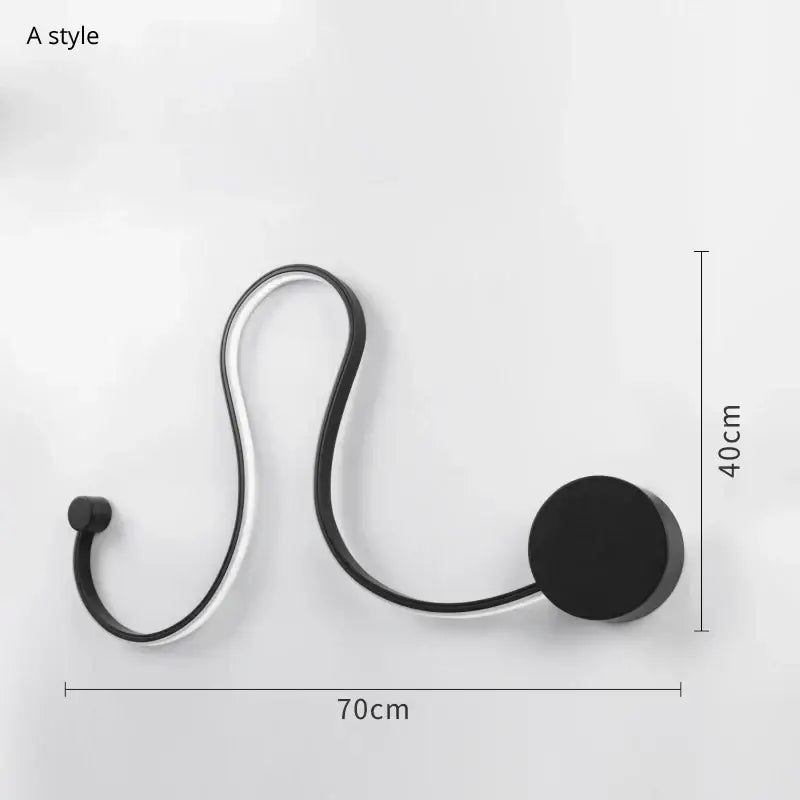 Modern black and silver minimalist wall lamp with iron body and sleek curved design for bedroom and living room decorbites iron body
