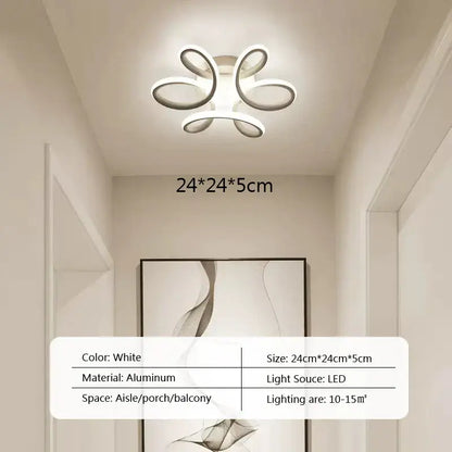 Modern abstract black and white decorbites led ceiling light in white aluminum with flower-like design for kitchens
