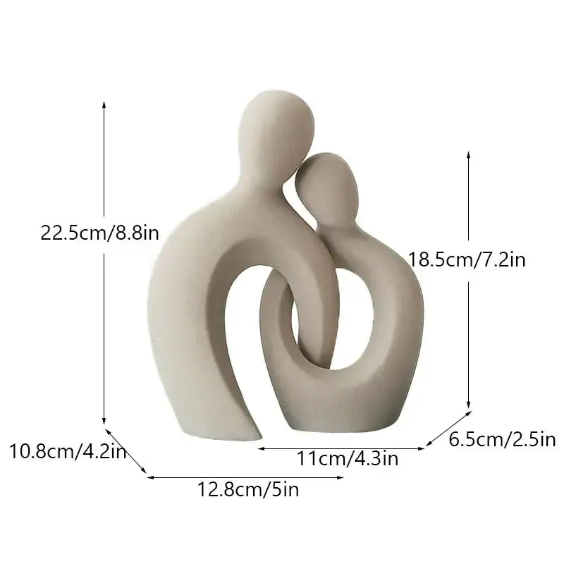 Cream-colored ceramic couple love sculpture with abstract intertwined forms for modern living room decorbites couple love
