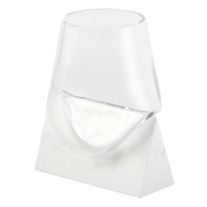 Modern abstract glass vase with clear acrylic geometric design and white marble base for decorbites abstract glass decor