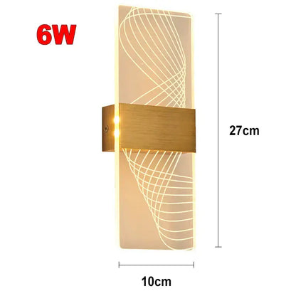 Modern 6w led wall lamp with brushed gold metal bracket and touch sensor featuring illuminated white spiral diffuser