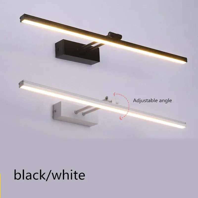 Modern adjustable black and white led vanity mirror light wall sconce with sleek finishes for bathroom use