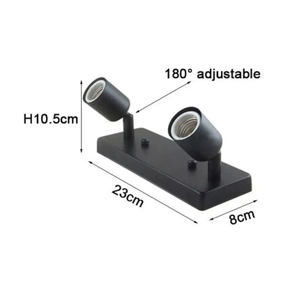Black matte dual-head adjustable wall-mounted spotlight fixture for modern adjustable ceramic ceiling light decorbites bedroom