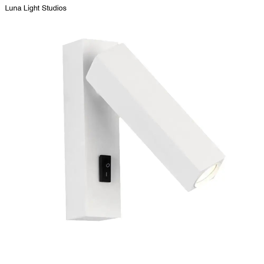 Modern adjustable silver white led reading lamp bedroom sconce with minimalist wall-mounted design and black toggle switch