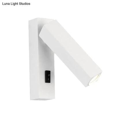 Modern adjustable silver white led reading lamp bedroom sconce with minimalist wall-mounted design and black toggle switch