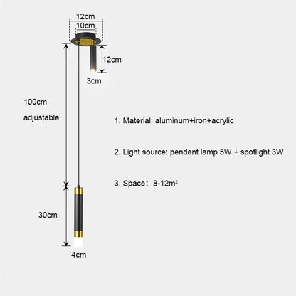 Modern Aluminum LED Pendant Light With Dual Spotlights - Decorbites