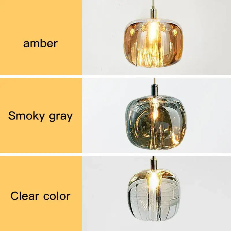 Modern amber and gold crystal led chandelier dining room pendant light with amber smoky gray and clear decorbites crystal led glass