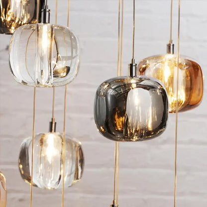 Modern amber and gold crystal led chandelier dining room pendant light with clear smoked glass and gold-toned decorbites crystal led fixtures