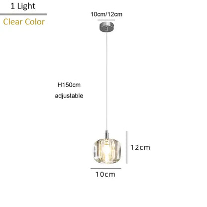 Modern amber and gold crystal led chandelier featuring a clear glass pendant light with faceted design and chrome mount decorbites crystal led