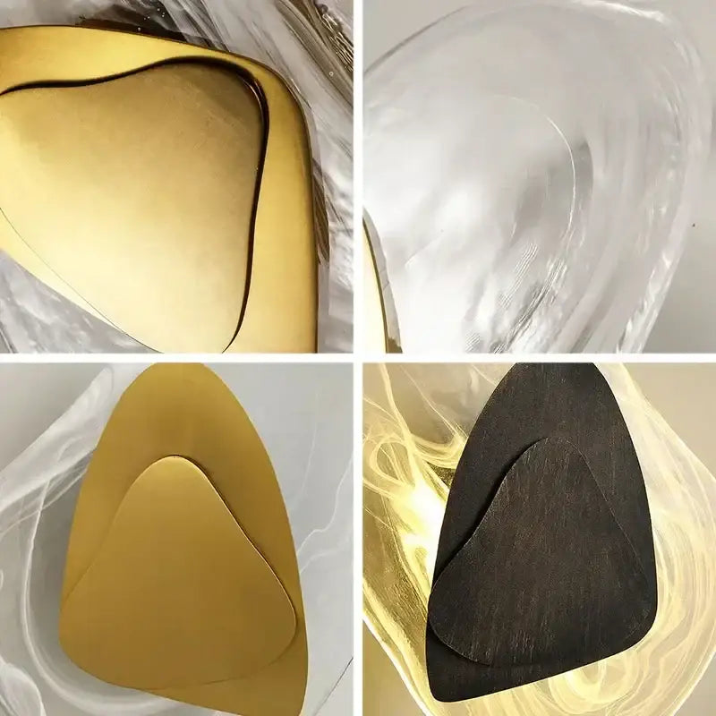 Modern amber crystal wall lamp bronze with gold and black triangular design perfect for stylish bedroom decorbites crystal wall