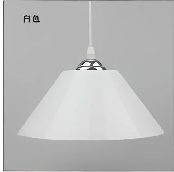 Modern white bell-shaped pendant light with chrome metal fixture iron finish ideal for dining room lighting