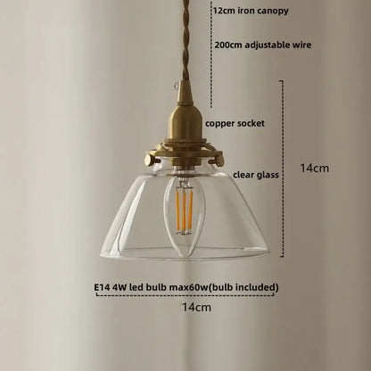 Antique brass-finished pendant light with clear glass shade and e14 led bulb featuring modern amber glass ball design