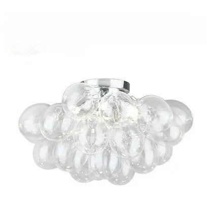 Modern amber glass chandelier led cluster with clear glass bubble cluster and chrome finish ceiling lamp for bedroom