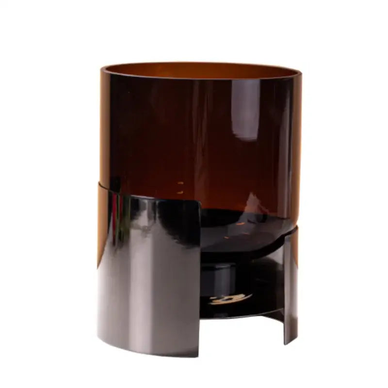 A sleek modern decorbites amber glass vase with a polished silver base for living room decor