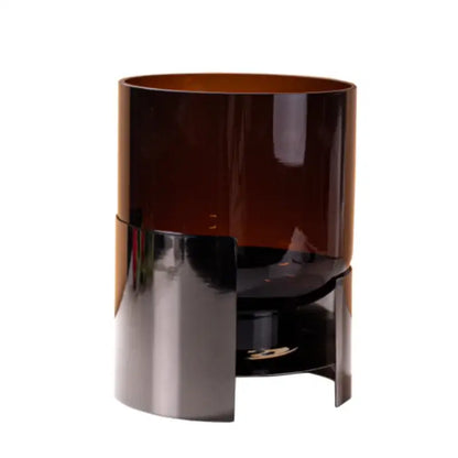 A sleek modern decorbites amber glass vase with a polished silver base for living room decor