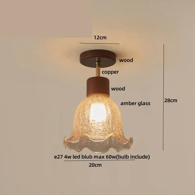 Modern amber glass wood ceiling light with warm amber glass pendant and wooden accents for living room decorbites amber glass