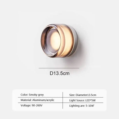 Modern amber jelly led wall sconce in smoky grey with sleek aluminum and acrylic design for stylish bedroom decorbites amber jelly
