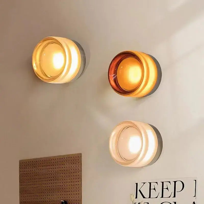 Three amber jelly led wall sconce glass lamps with modern minimalist design for bedroom decorbites amber jelly lighting