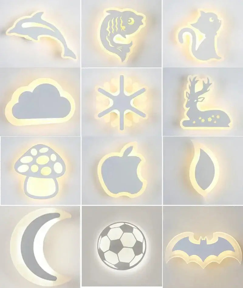 A collection of modern animal acrylic kids led wall lights with glowing edges for bedroom decorbites kids led decor
