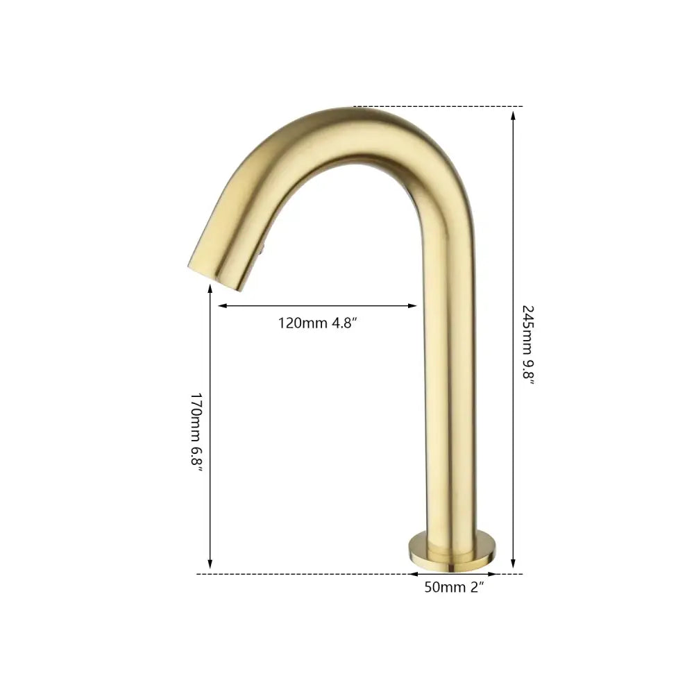 Modern arched brushed gold basin faucet with brass finish single handle and sleek curved spout decorbites brushed gold