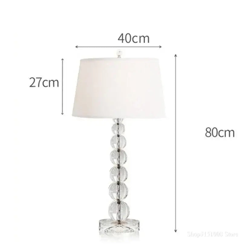 Modern art deco crystal ball table lamp with clear crystal base and white fabric shade for bedroom decorbites table lamp
