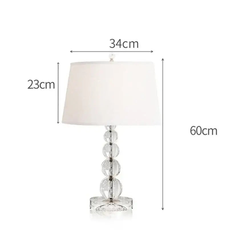 Modern art deco decorbites crystal ball table lamp with clear crystal base and white fabric shade for bedroom decor