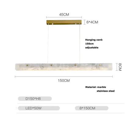 Modern art deco marble steel rectangular pendant light black and gold with 8cm height and 150cm length decorbites art deco
