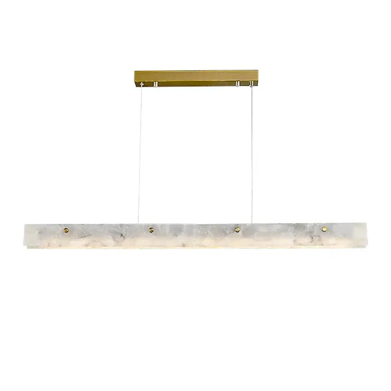 A modern art deco marble steel rectangular pendant light with translucent white marble and gold accents for dining room decorbites art deco