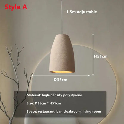 Modern beige cement led chandelier bedroom pendant light with beige conical decorbites cement led polystyrene shade