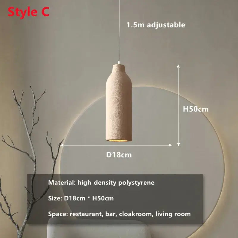 Modern beige cement led chandelier pendant light featuring a beige textured high-density polystyrene decorbites cement led design